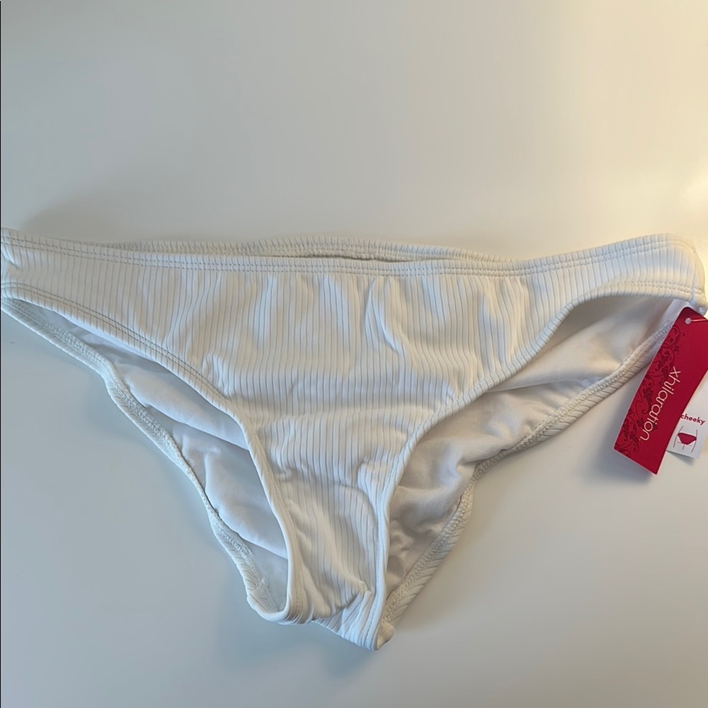 Xhilaration White Ribbed Bikini Bottom
